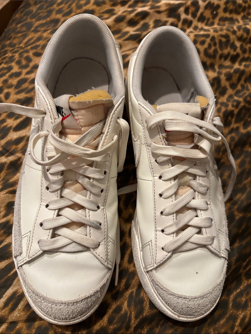Nike White Leather Sneakers with Suede Toe